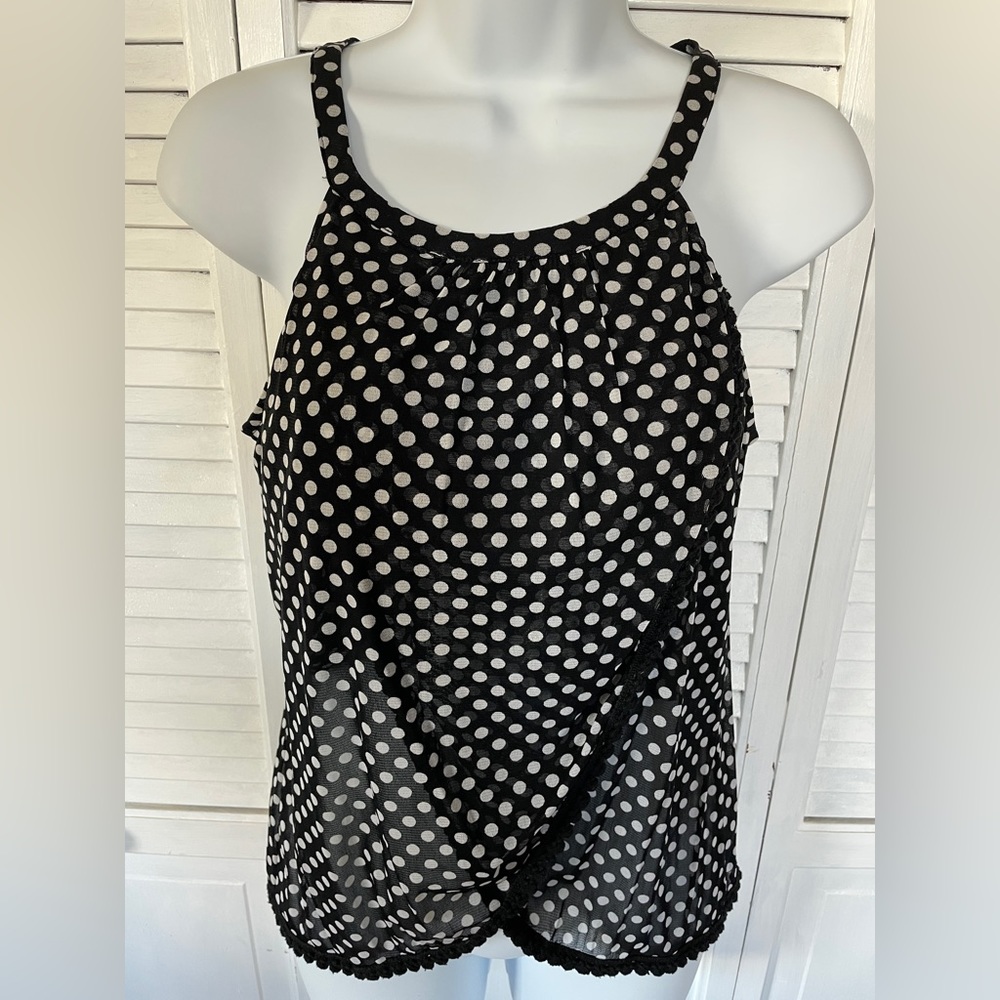 INC Black White Polka Dot Halter Top Size Medium